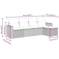 Градински комплект диван с възглавници 5 части бежов полиратан