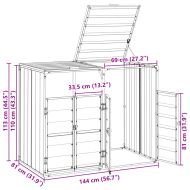 Навес за 2 коша на колела, кафяв, 144x81x113 см, стомана