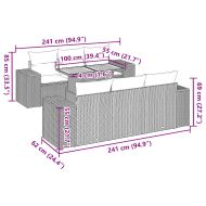 Градински диван с възглавници, 7 части, бежов полиратан