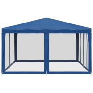 Парти палатка с 8 мрежести странични стени, синя, 4x4 м, HDPE