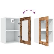 Висящ стъклен шкаф "Lyon", старо дърво, 40x31x60 см, инженерно дърво