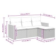 Градински диван с възглавници, 4 части, бежов полиратан