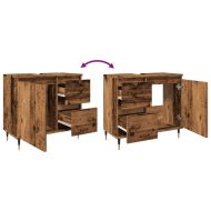 Шкаф за баня, старо дърво, 65x33x60 см, инженерно дърво