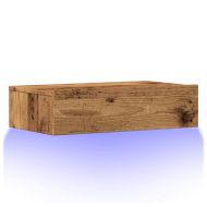 ТВ шкаф с LED осветление, старо дърво, 60x35x15,5 см