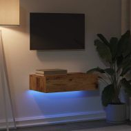 ТВ шкаф с LED осветление, старо дърво, 60x35x15,5 см