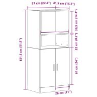 Кухненски шкаф, бял, 57x41,5x131,5 см, инженерно дърво