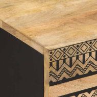 Нощно шкафче, черен, 40x33,5x46 см, грубо мангово дърво масив