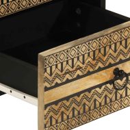 Нощно шкафче, черен, 40x33,5x46 см, грубо мангово дърво масив