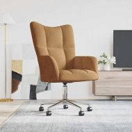 Релакс стол, кафяв, кадифе