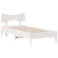 Рамка за легло без матрак, бял, 75x190 см, борово дърво масив