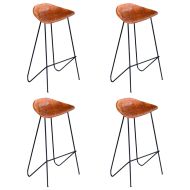 Бар столове, 4 бр, естествена кожа, кафяви