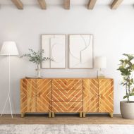 Странични шкафове 3 бр кафяво и черно 60x33,5x75 см манго масив