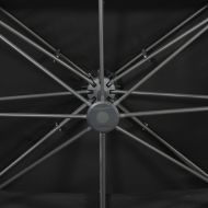 Градински чадър с конзола и двоен плот, черен, 400x300 см