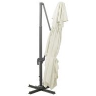 Градински чадър с конзола и двоен плот, пясъчен, 400x300 см