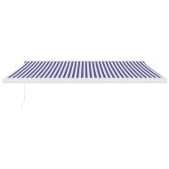 Прибираща се тента синьо и бяло 4x3 м плат и алуминий