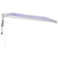 Прибираща се тента синьо и бяло 4x3 м плат и алуминий