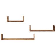 Стенни рафтове, 3 бр, старо дърво, инженерно дърво