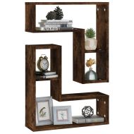 Стенни рафтове, 2 бр, опушен дъб, 50x15x50 см, инженерно дърво