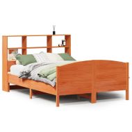 Легло с етажерка за книги, без матрак, 120x200 см, бор масив