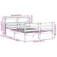 Рамка за легло с табла, 150x200 см, борово дърво масив