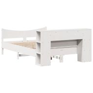 Рамка за легло без матрак, бял, 150x200 см, бор масив