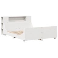 Рамка за легло без матрак, бял, 150x200 см, бор масив