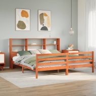 Легло с етажерка за книги, без матрак, 200x200 см, дърво масив