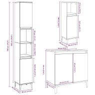 Комплект мебели за баня от 3 части бетонно сив инженерно дърво