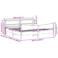 Рамка за легло с табла, бяла, 200x200 см, бор масив