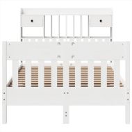 Рамка за легло без матрак, бял, 135x190 см, бор масив