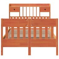 Рамка за легло без матрак, восъчнокафяво, 135x190 см, бор масив