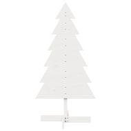 Дървена коледна елха за декорация бял 120 см борово дърво масив