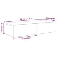 Стенен рафт с чекмеджета сив сонома 80x33x17 см инженерно дърво