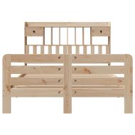 Легло с етажерка за книги, без матрак, 140x200 см, бор масив