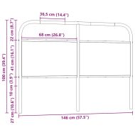 Резервна табла за легло, опушен дъб, 140 см, стомана и инженерно дърво