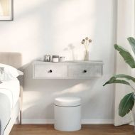 Стенен рафт с чекмеджета бетонно сив 80x34x17см инженерно дърво