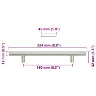 Дръжки за шкафове, 10 бр, сребристи, 160 мм, неръждаема стомана