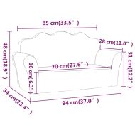 Детски диван с 2 места, розов, мек плюш