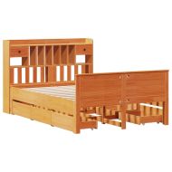Легло с етажерка за книги, без матрак, 140x200 см, бор масив