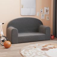 Детско диванче, 2-местно, антрацит, мек плюш