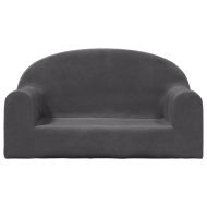 Детско диванче, 2-местно, антрацит, мек плюш