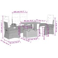 Градински трапезен комплект 4 части с възглавници сив полиратан