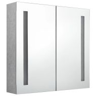 LED шкаф с огледало за баня, бетонно сив, 62x14x60 см