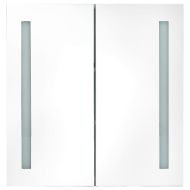 LED шкаф с огледало за баня, бетонно сив, 62x14x60 см