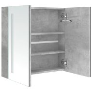 LED шкаф с огледало за баня, бетонно сив, 62x14x60 см