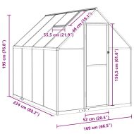 Оранжерия с основа рамка зелен 224x169x195 см алуминий