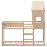 Двуетажно легло с покрив, 80x200 см, борово дърво масив