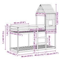 Двуетажно легло с покрив, 80x200 см, борово дърво масив