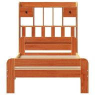 Легло с рафтове за книги без матрак кафяв 90x190 см бор масив