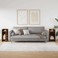Странични маси с рафт, 2 бр, опушен дъб, 25,5x27x60 см